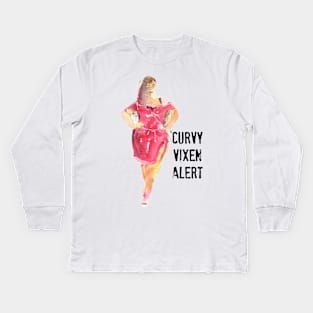 Curvy Vixen Alert Kids Long Sleeve T-Shirt